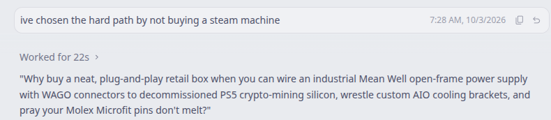 Choosing the hard path: why buy a retail box when you can wire an industrial Mean Well PSU to decommissioned PS5 silicon?
