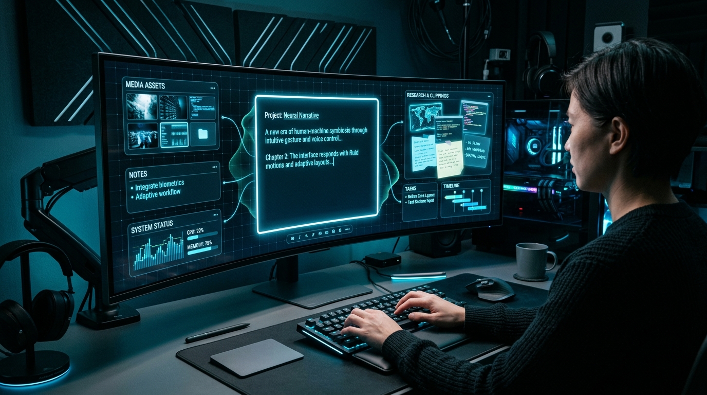 Futuristic Spatial Desktop Interface (AI-impression)