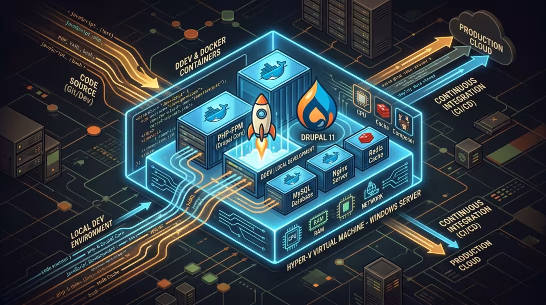 Architecting an Automated Local Development Pipeline: Hyper-V, Nested Virtualization, DDEV & Drupal 11